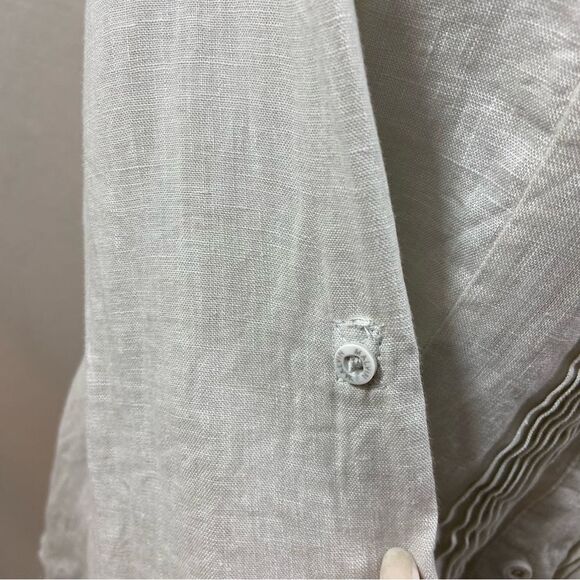Malvin Brand Linen Tunic Blouse Oatmeal Grey Size 8 Long Sleeves - Picture 9 of 10